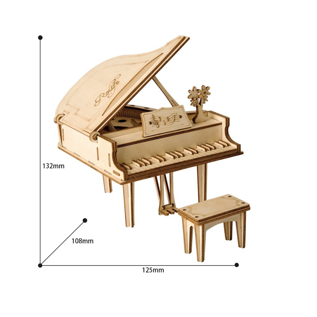 Large Piano Wood 3D Puzzle-3D Puzzle-Robotime--