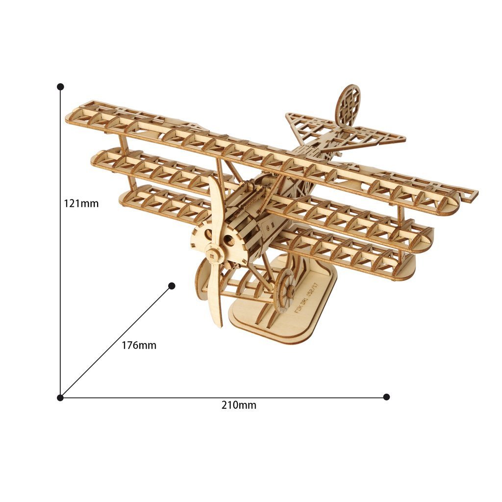 Vliegtuig Triplane-3D Puzzle-Robotime--