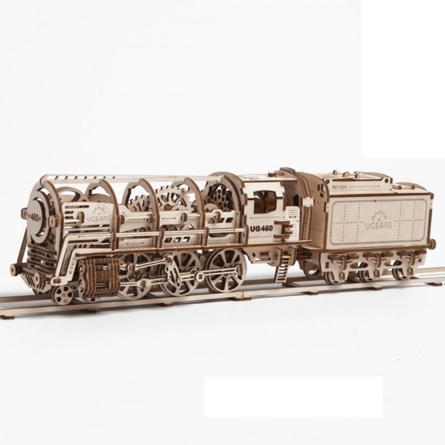 Steam Locomotive with Tender-Mechanical Wooden Puzzle-Ugears--