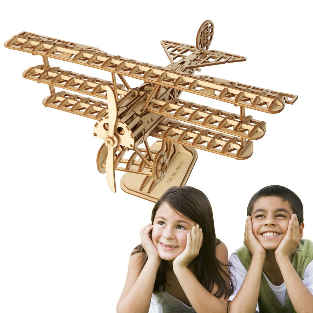 Vliegtuig Triplane-3D Puzzle-Robotime--