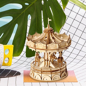 Wooden carousel as a puzzle-3D Puzzle-Robotime--