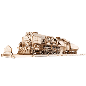 V-Express Locomotive à vapeur avec tender-Puzzle mécanique en bois-Ugears--