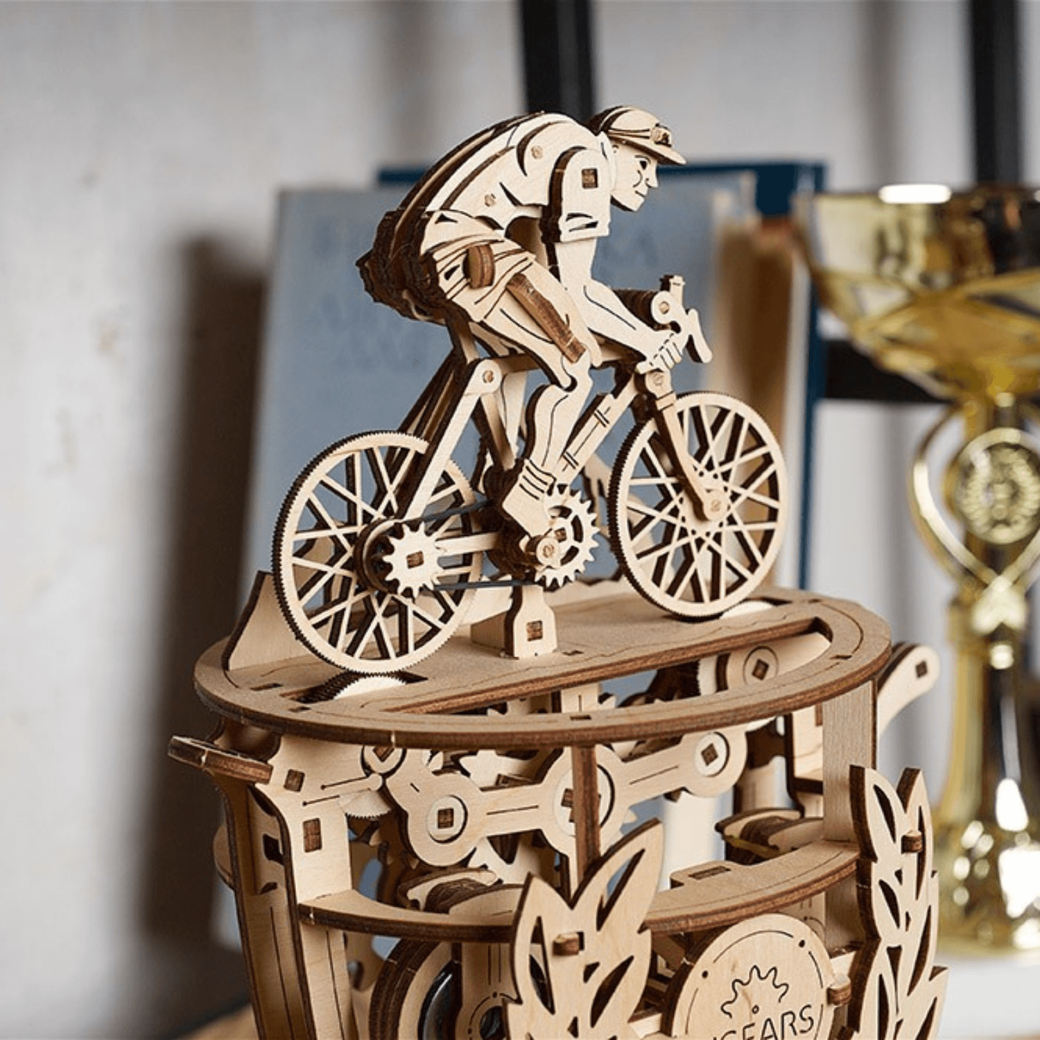 Automaton Bicyclist Mechanical Wooden Puzzle Ugears--