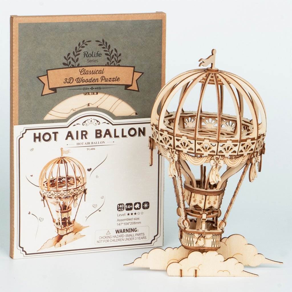 Hot air balloon as wood 3D Puzzle-3D Puzzle-Robotime--