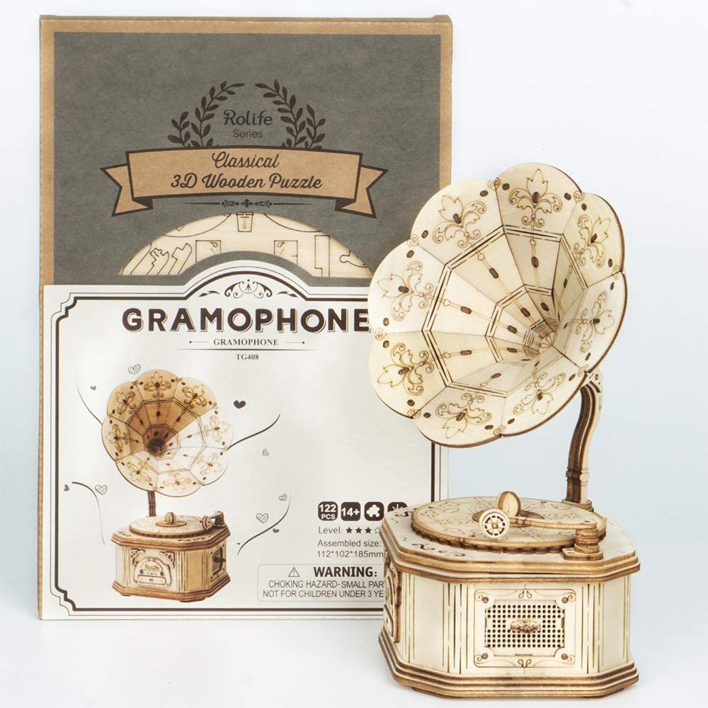 Grammophon zum Puzzeln-3D Puzzle-Robotime--