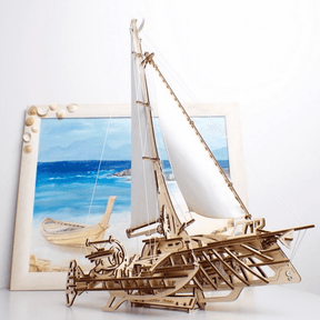 Trimaran Merihobus Sailing Ship Mechanical Wooden Puzzle Ugears--