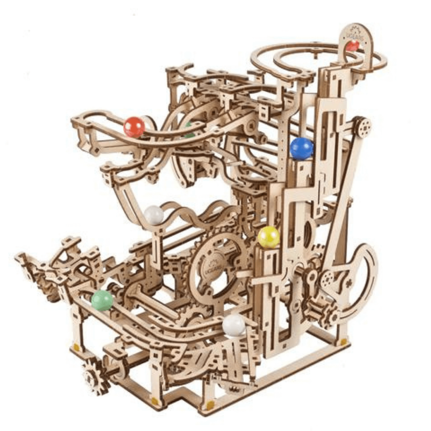 Piste à billes avec treuil à étages-Puzzle mécanique en bois-Ugears--