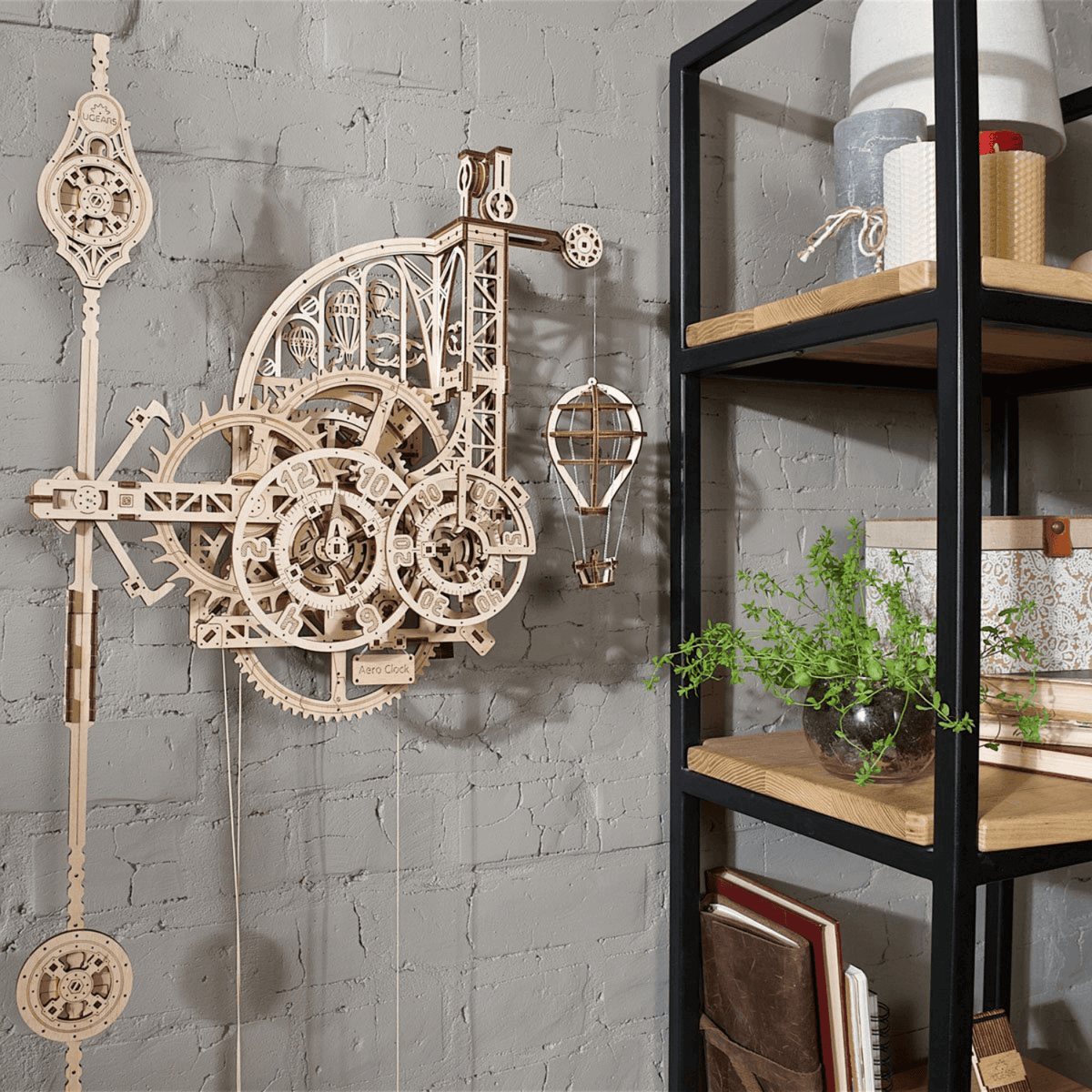 Horloge murale Aero avec pendule-Puzzle mécanique en bois-Ugears--