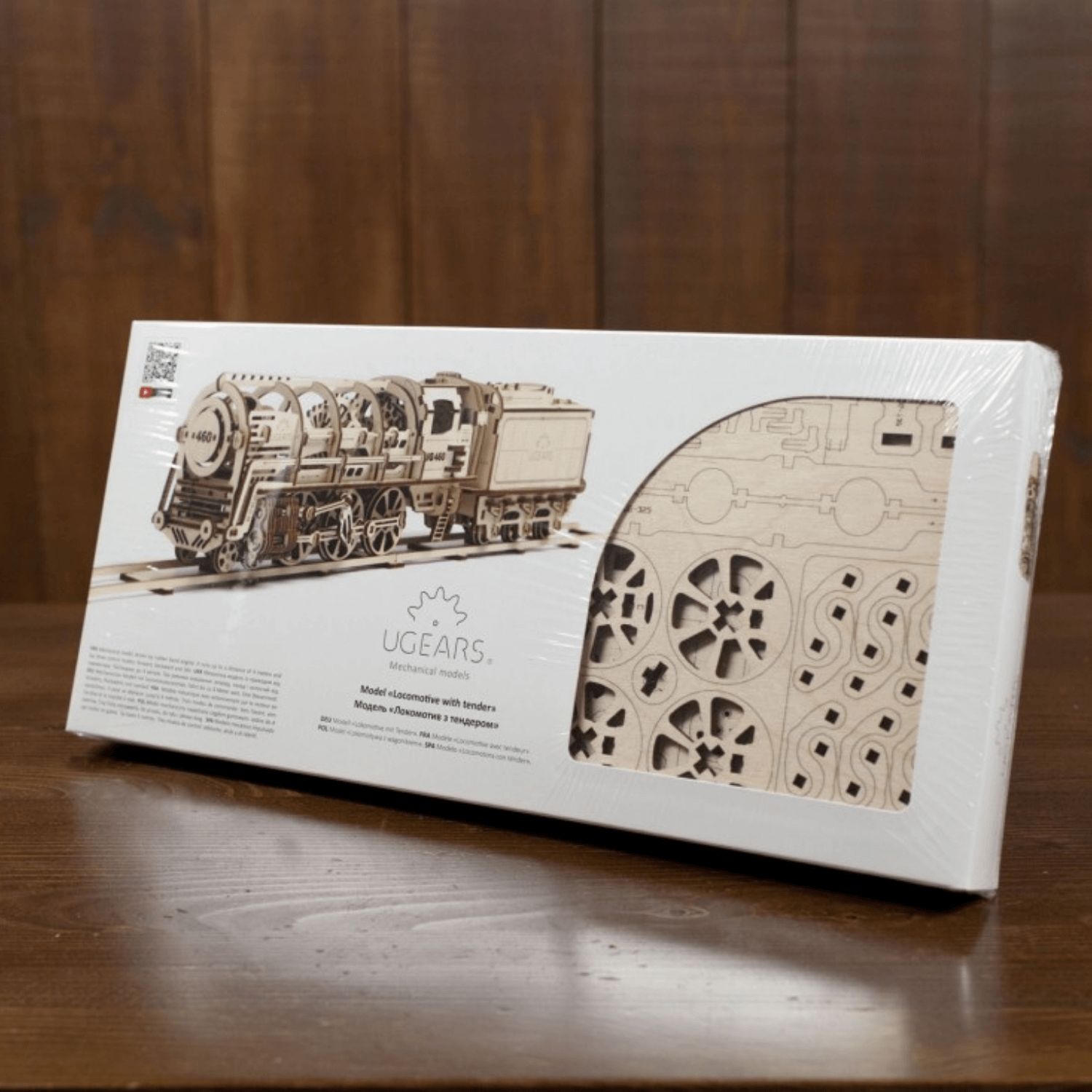 Dampflokomotive mit Tender-Mechanisches Holzpuzzle-Ugears--