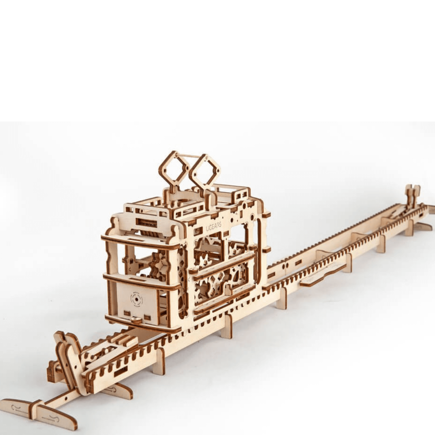 Straßenbahn mit Schienen-Mechanisches Holzpuzzle-Ugears--