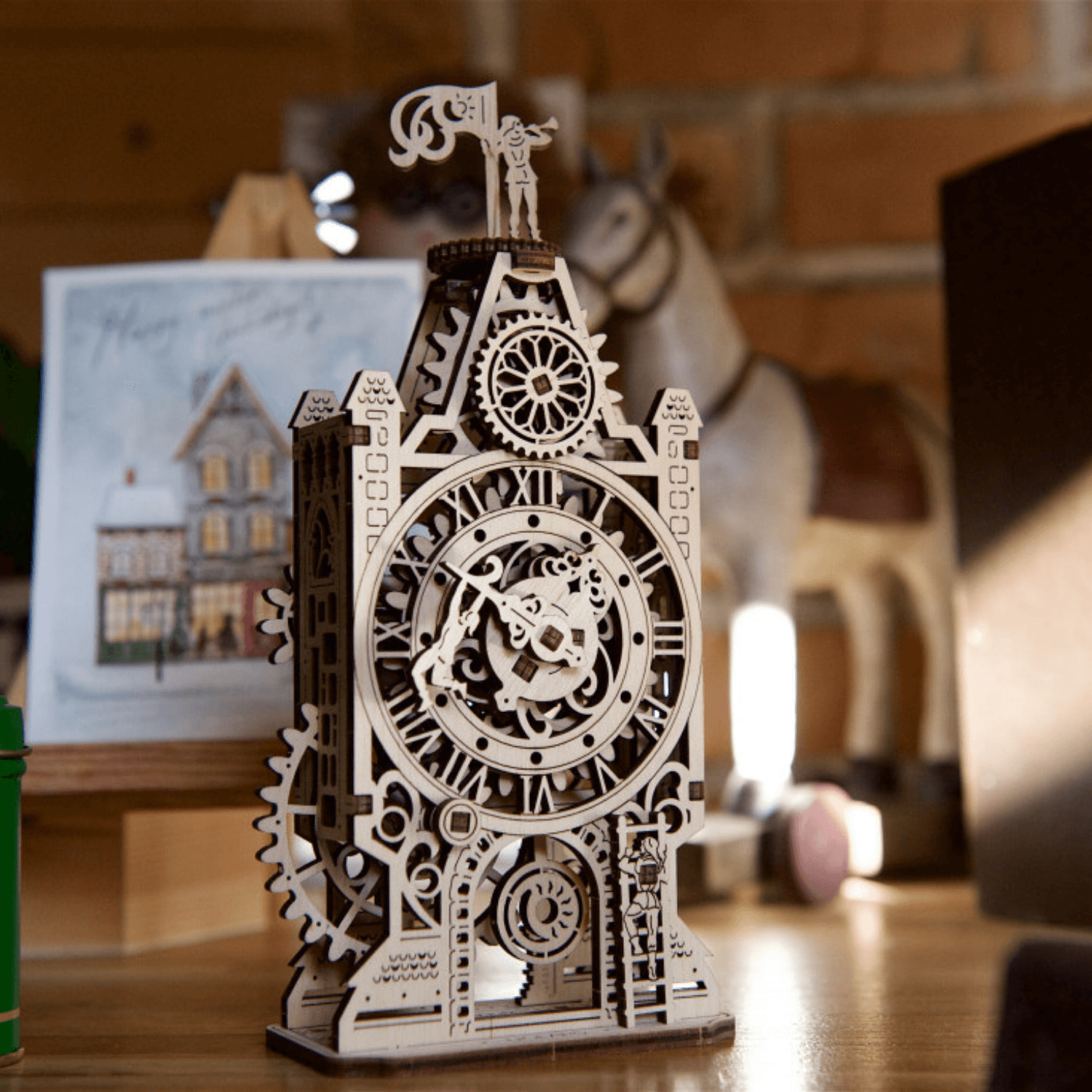 Uhrenturm-Mechanisches Holzpuzzle-Ugears--