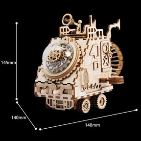 Spaceship Steampunk Spieluhr-Mechanisches Holzpuzzle-Robotime--