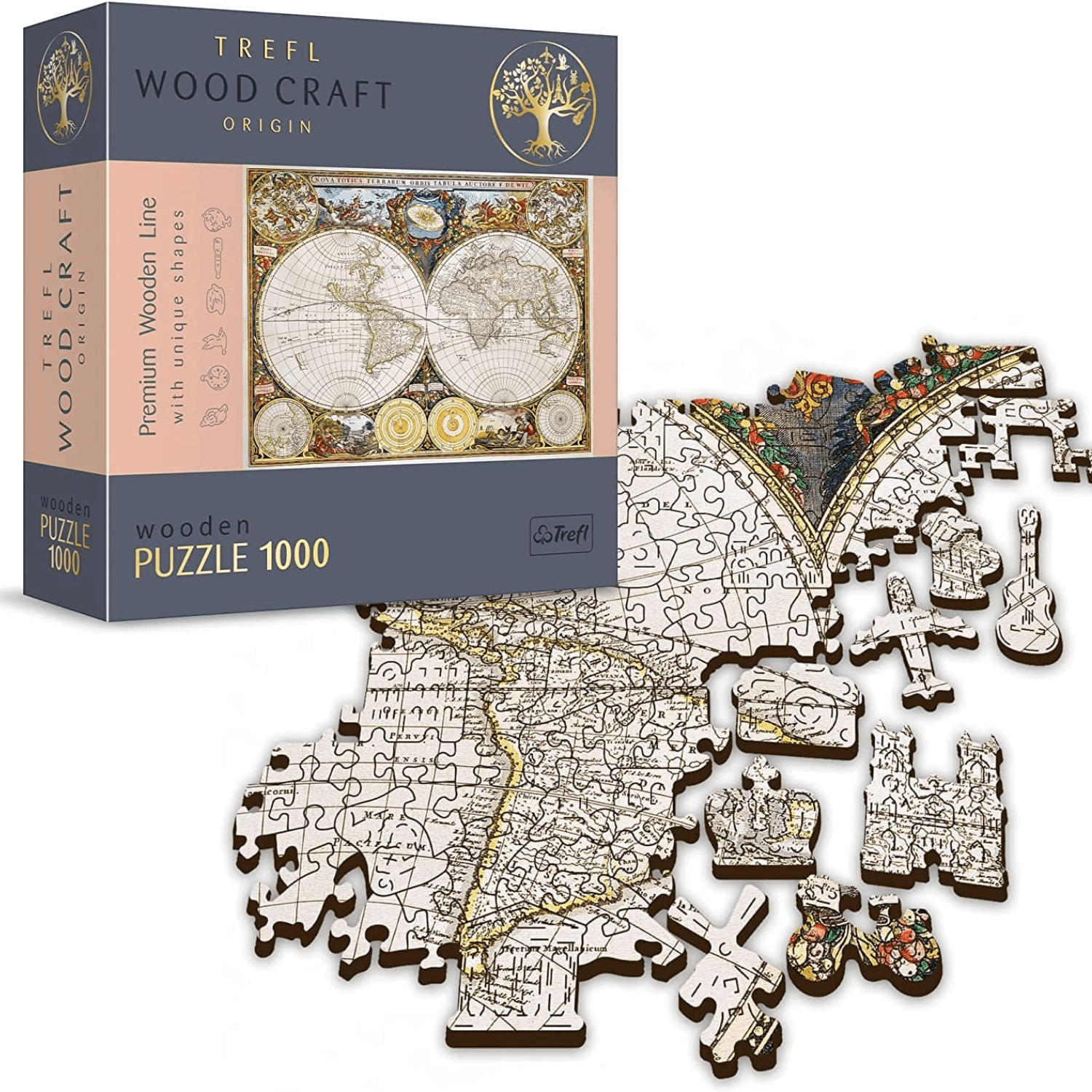 Antique World Map | Wood Puzzle 1000-wood puzzle-TREFL--