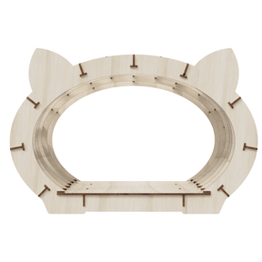 Kattenhuis Kit | Natuurlijk Kader - Wit Bont-3D Puzzel-Eco-Wood-Art--