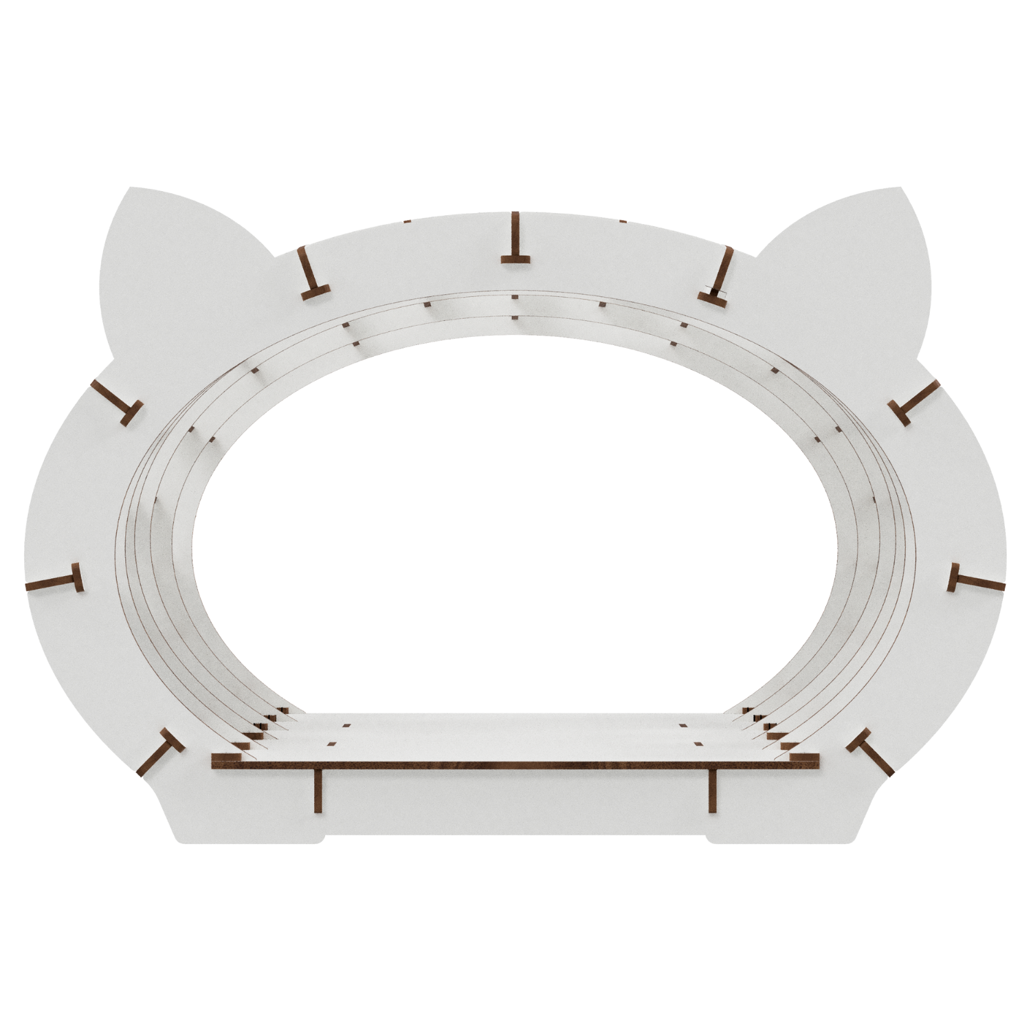 Bausatz Katzenhaus | Weißer Rahmen - Rosa Fell-3D Puzzle-Eco-Wood-Art--