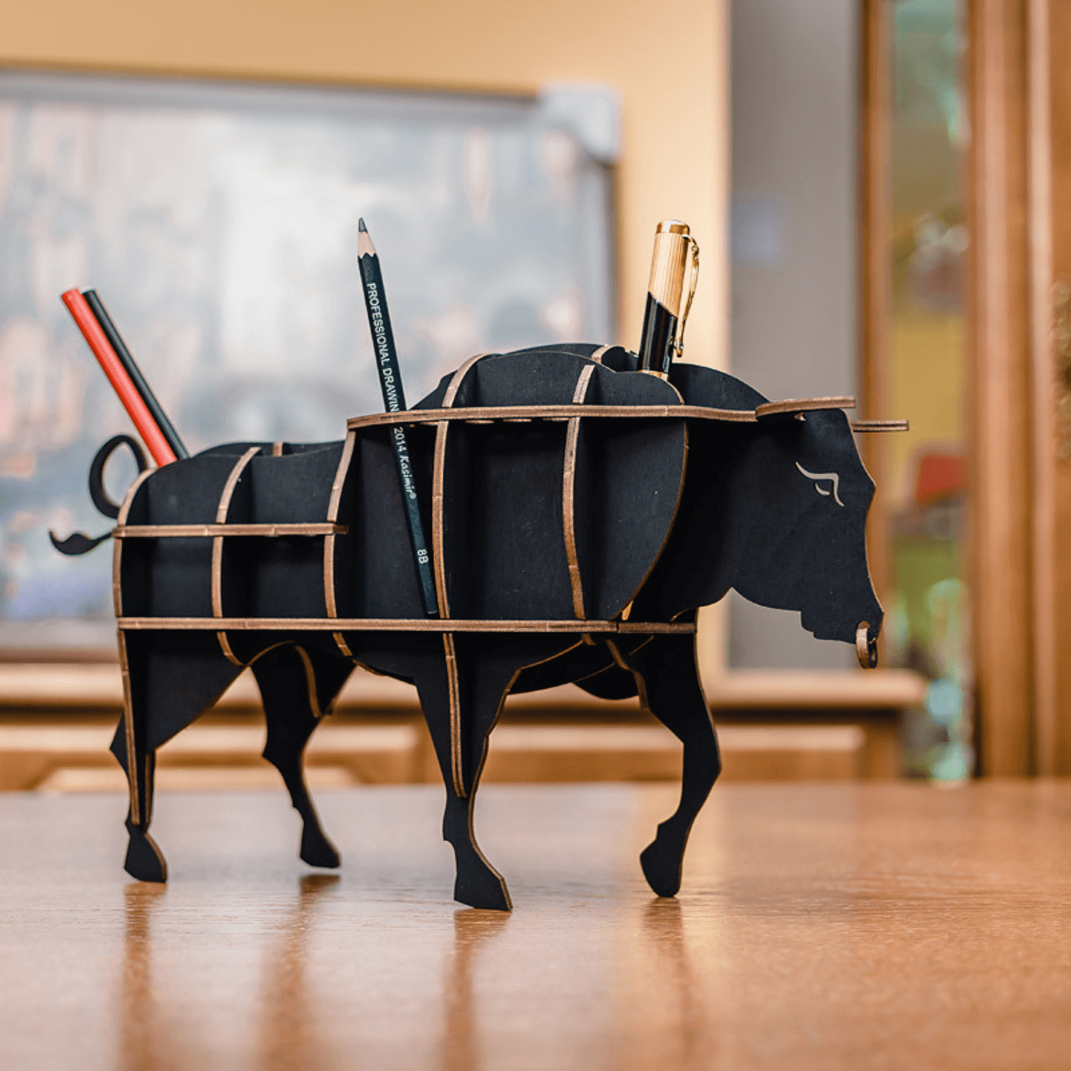 Kit Office Helper | Bull Mechanical Wooden Puzzle Eco Wood Art--
