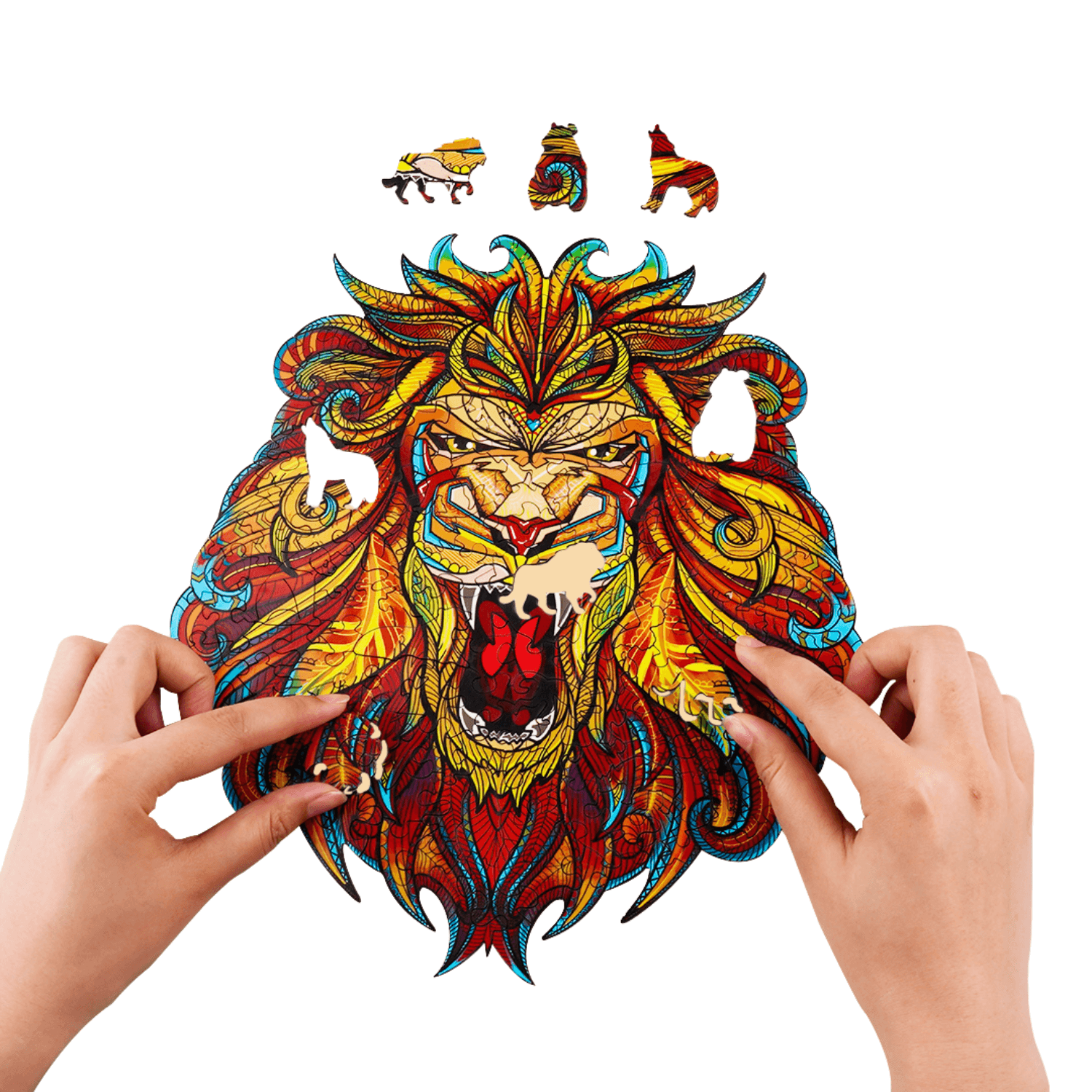 Lion menaçant | Puzzle magique en bois-MagicHolz--