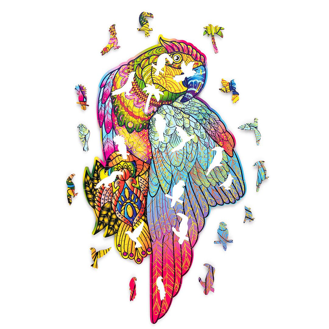 Gold Parrot Wooden Puzzle-WoodTrick--