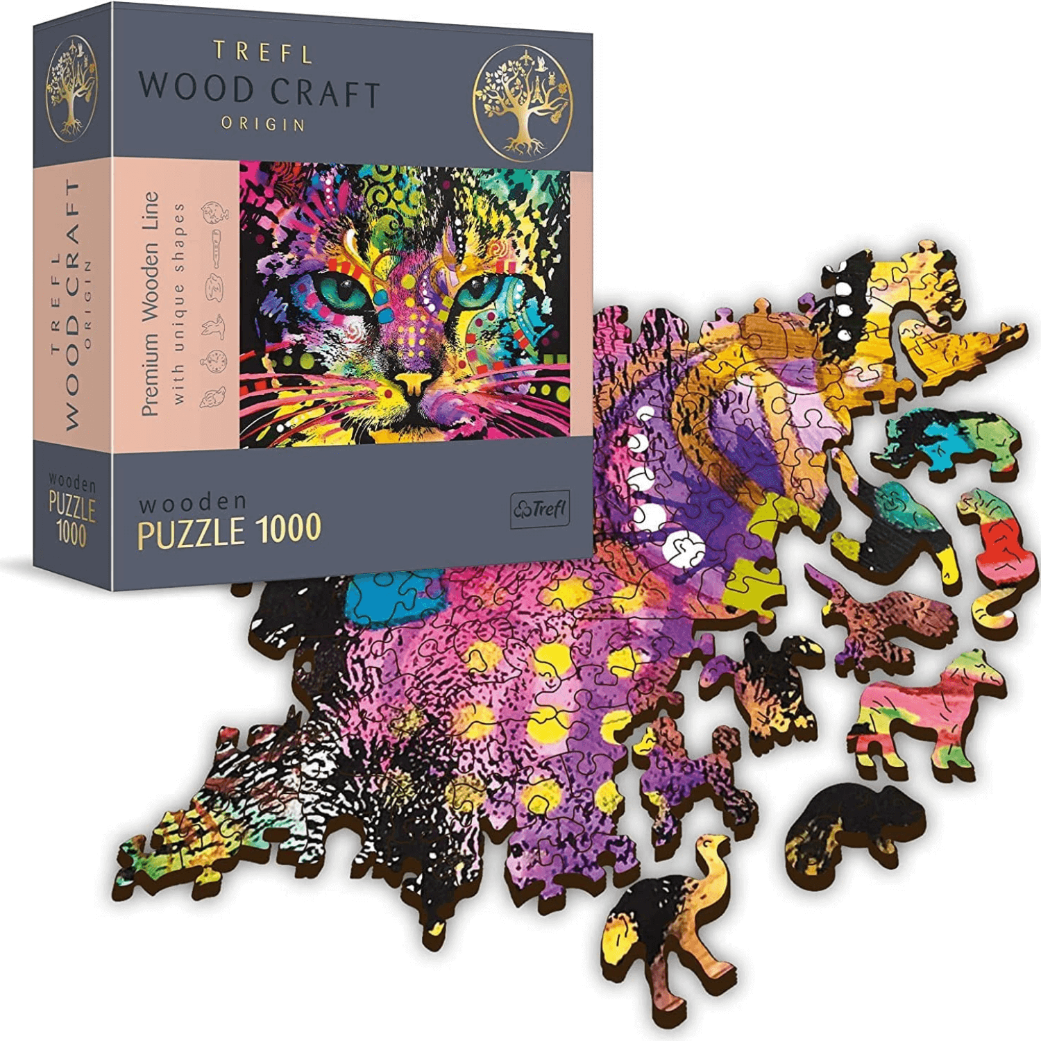 Chat coloré | Puzzle en bois 1000-Puzzle en bois-TREFL--