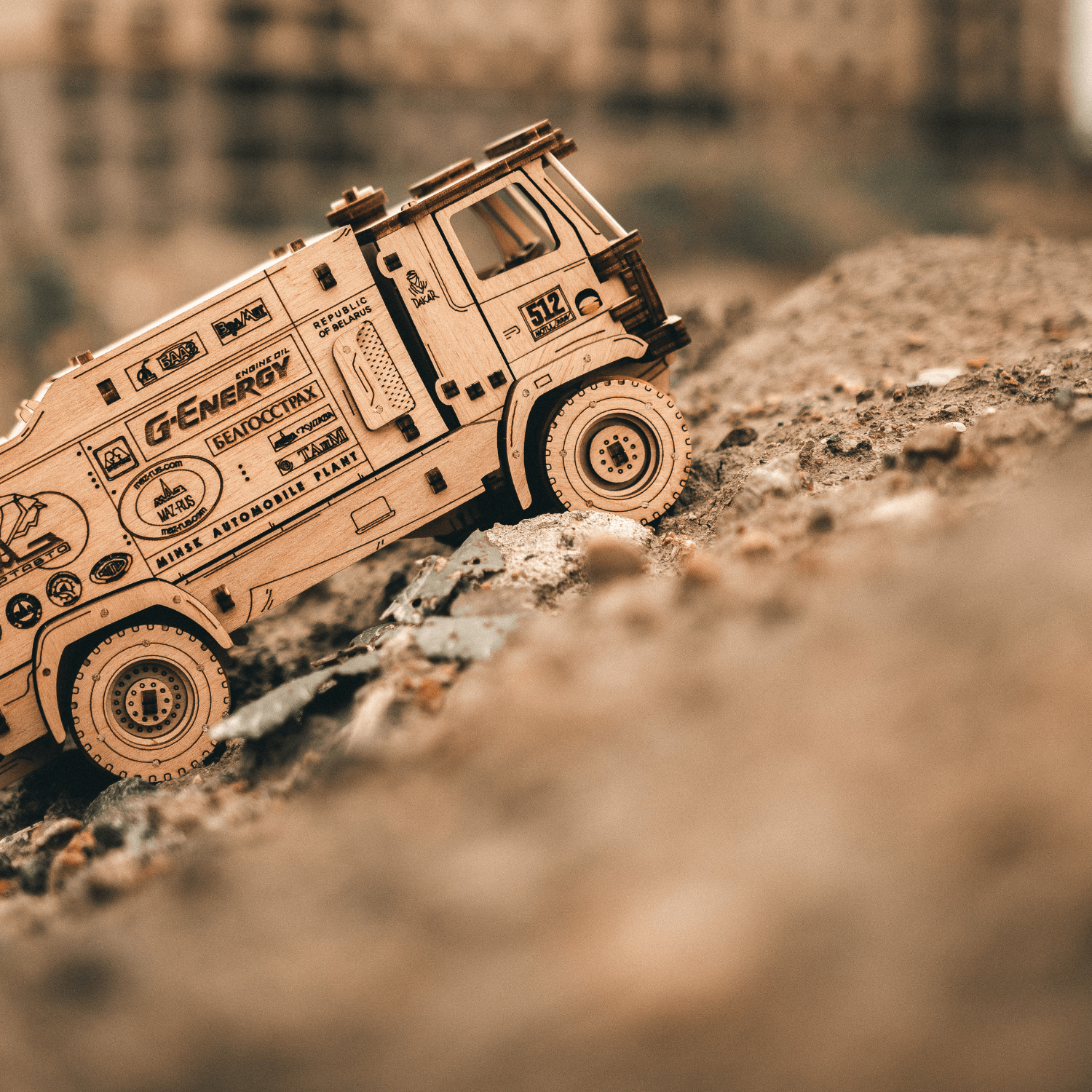 Dakar Racing Truck | MAZ 5309RR 1:20-Mechanical Wooden Puzzle-Eco-Wood-Art--