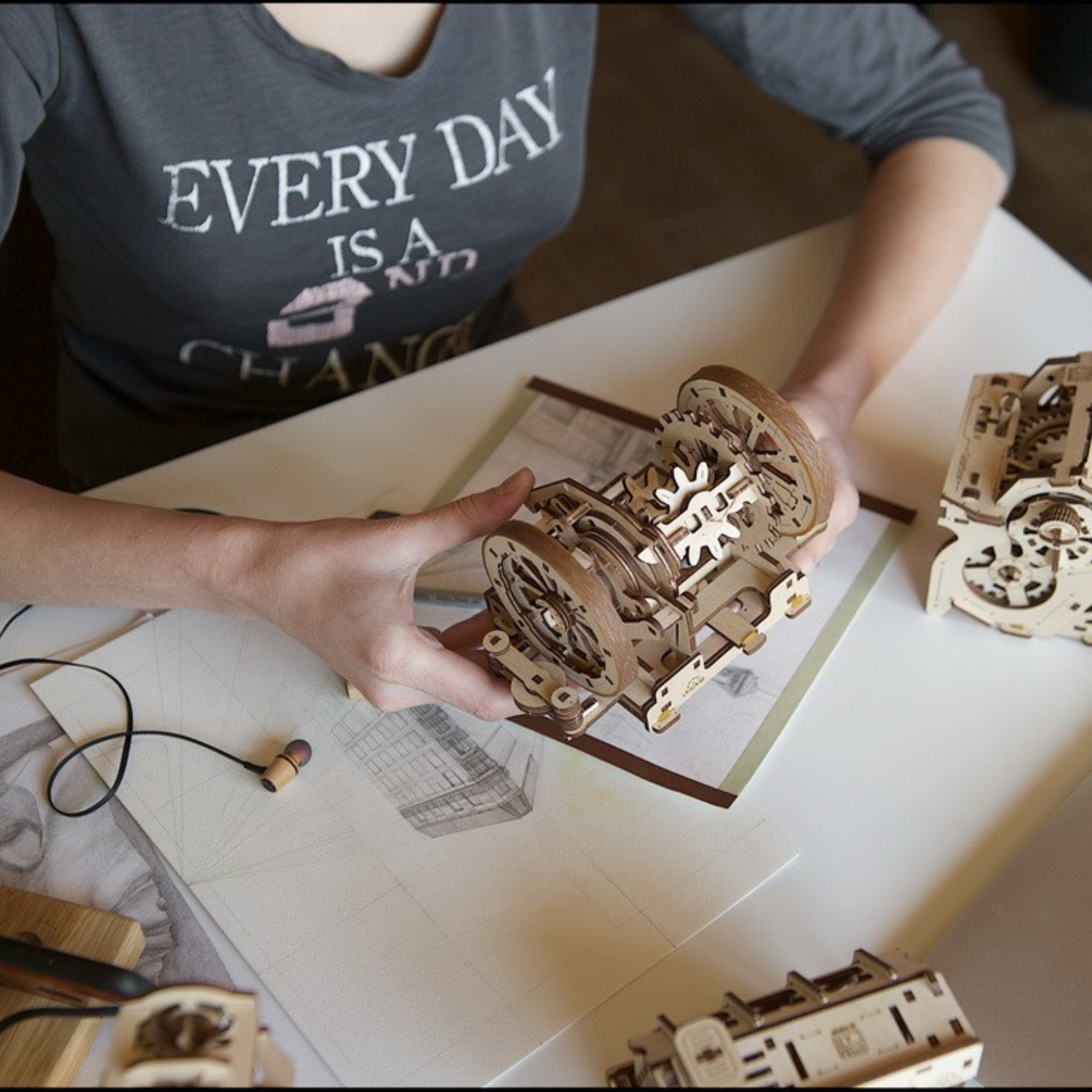 Engrenage différentiel-Puzzle mécanique en bois-Ugears--