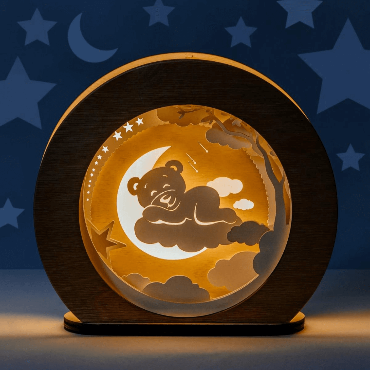 3D night light made of wood - MagicLights-night lights & indirect lighting-iDventure-magiclight-wolkenbaer-48753821114