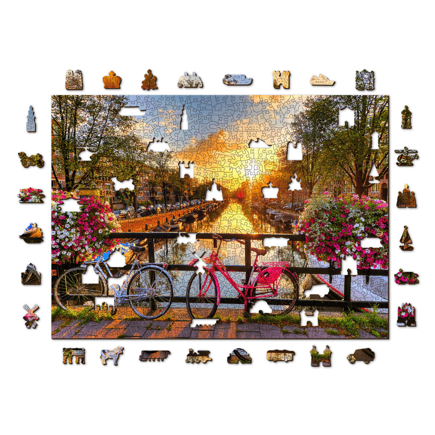 Puzzle 1000 pièces - Vélo et fleurs à Amsterdam - Ravensburger