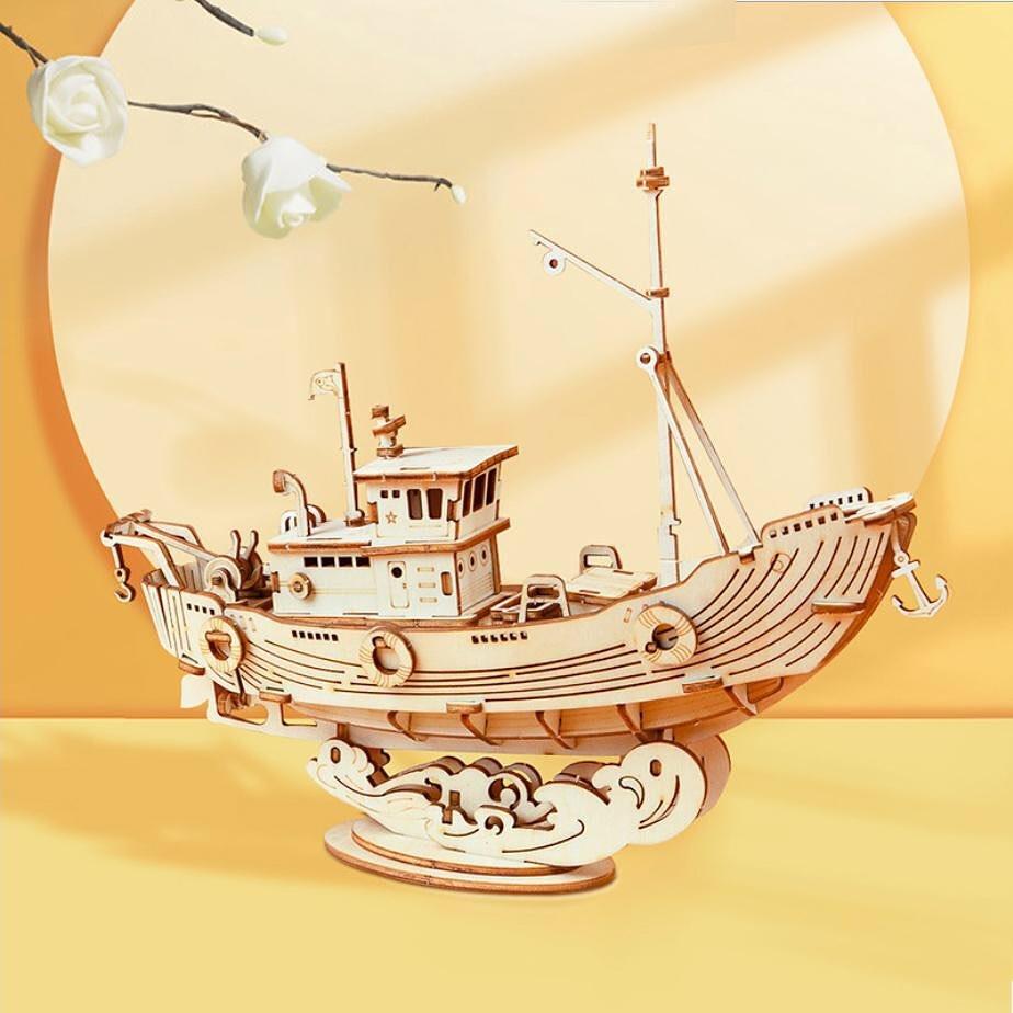 Bricolage Bateau de pêche-3D Puzzle-Robotime--