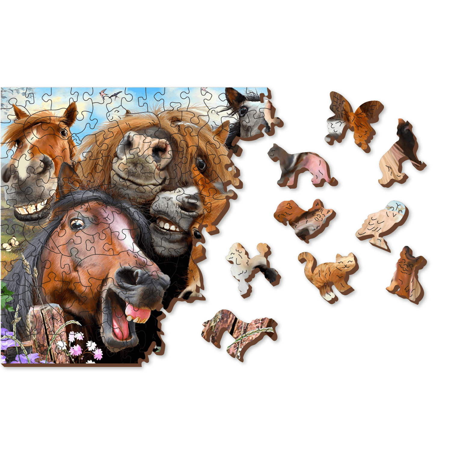 Crazy Horses Jigsaw Puzzle | Wooden Puzzle 505-WoodenCity--