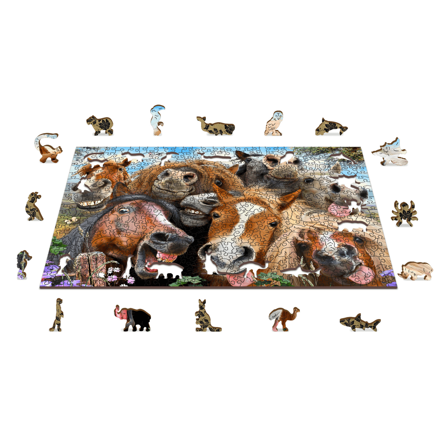 Crazy Horses Jigsaw Puzzle | Wooden Puzzle 505-WoodenCity--