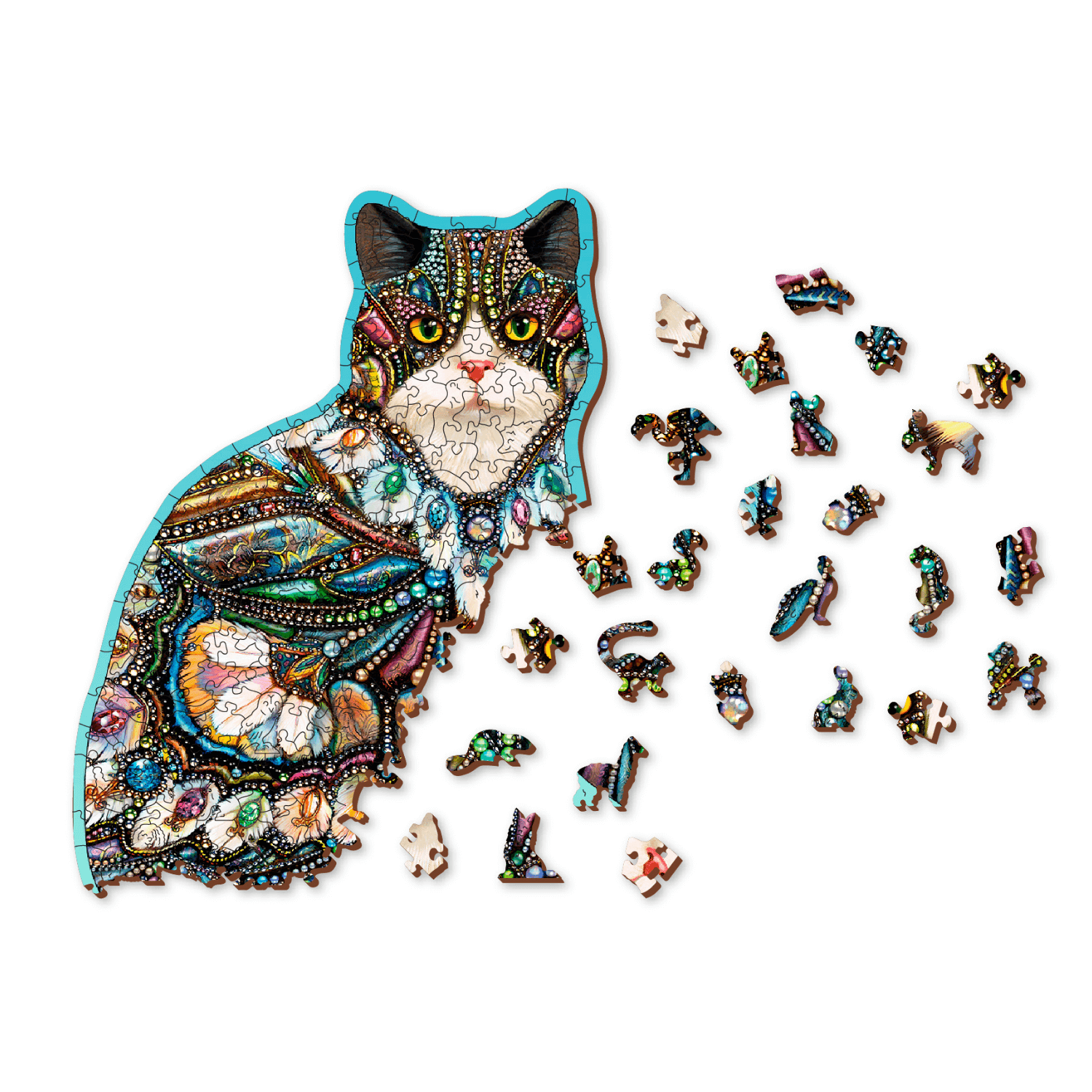 The Jewel Cat Puzzle | Wooden Puzzle 250-wood puzzle-WoodenCity--