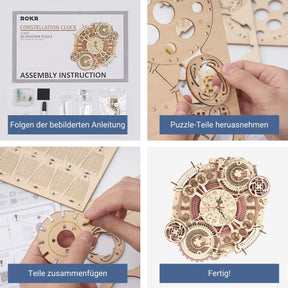 Zodiac Wall Clock & Calendar-Mechanical Wooden Puzzle-Robotime--