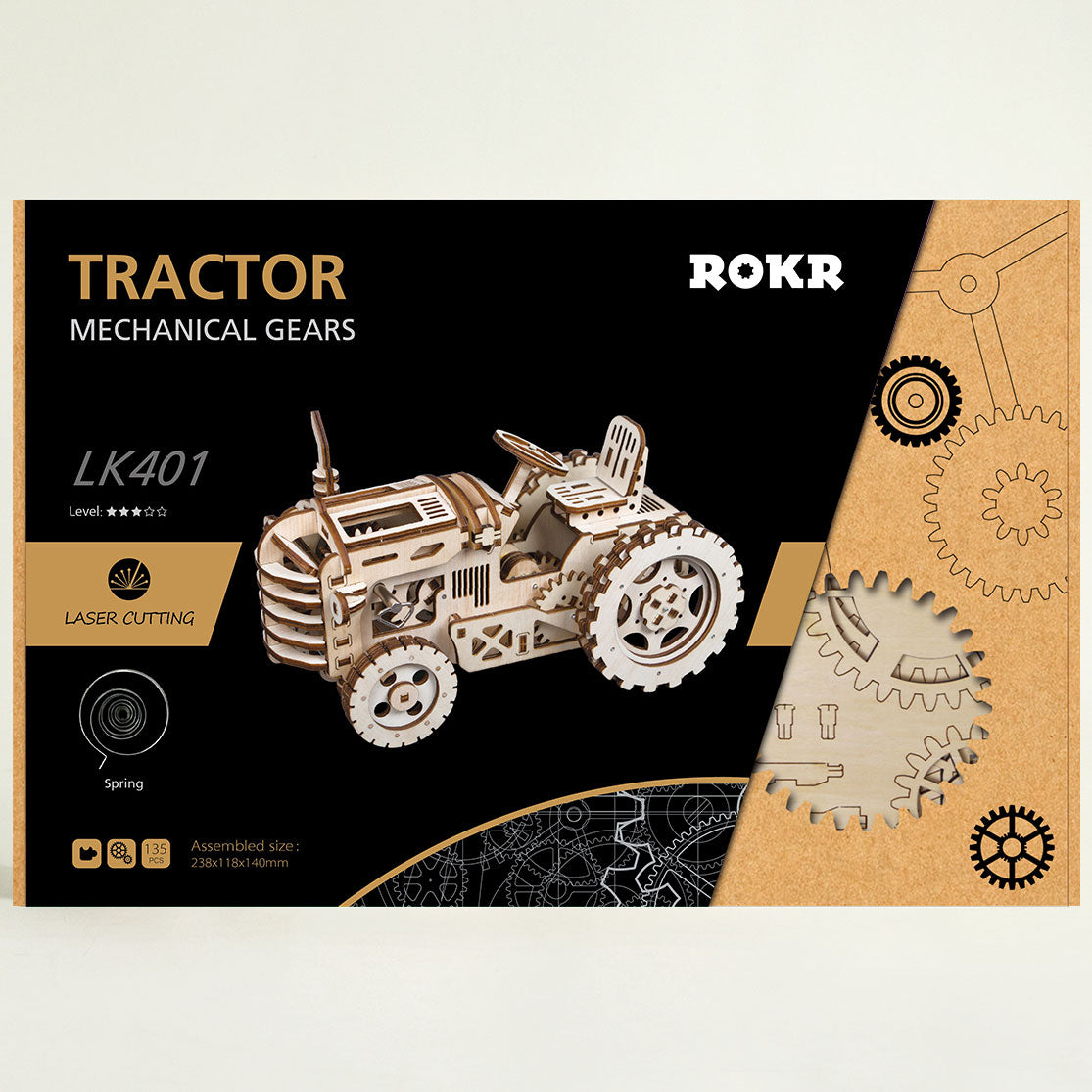 Tracteur 3D Puzzle - Puzzle mécanique en bois-Robotime--