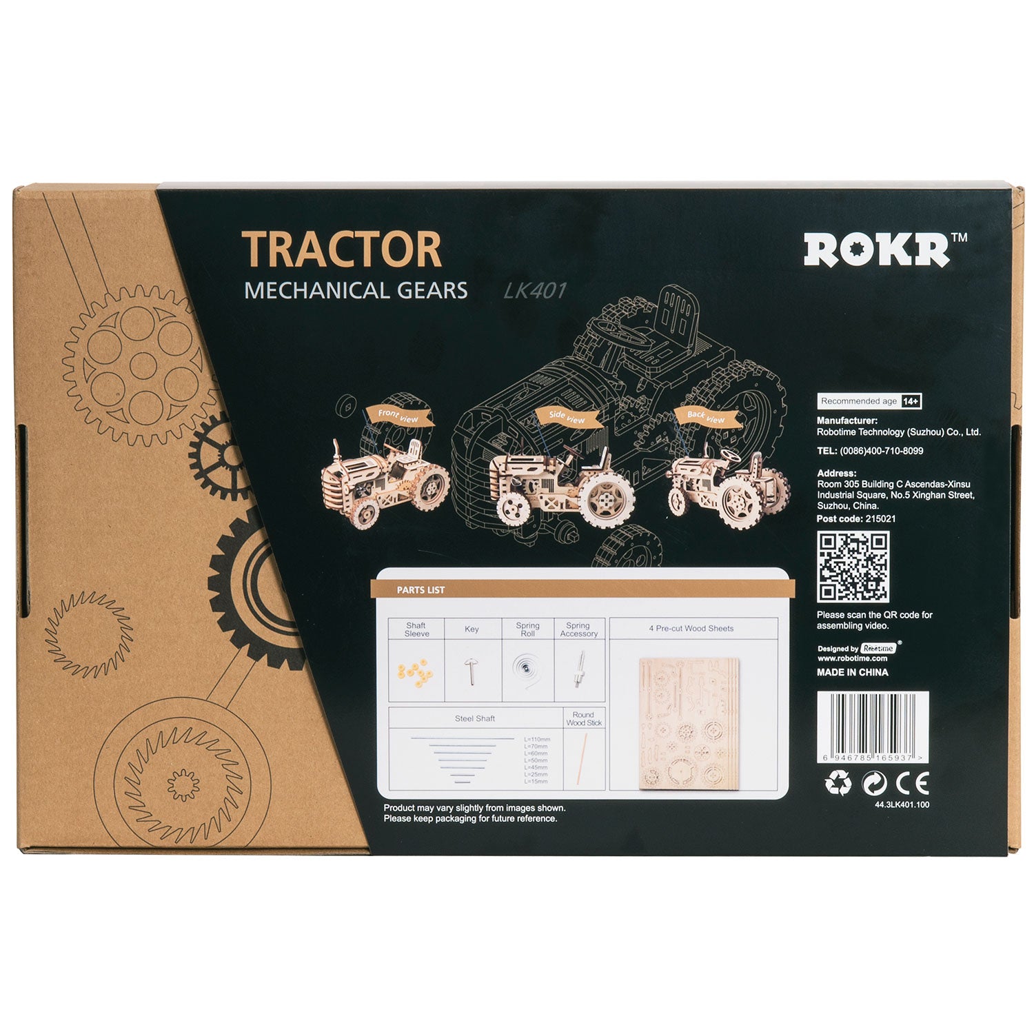 Tracteur 3D Puzzle - Puzzle mécanique en bois-Robotime--