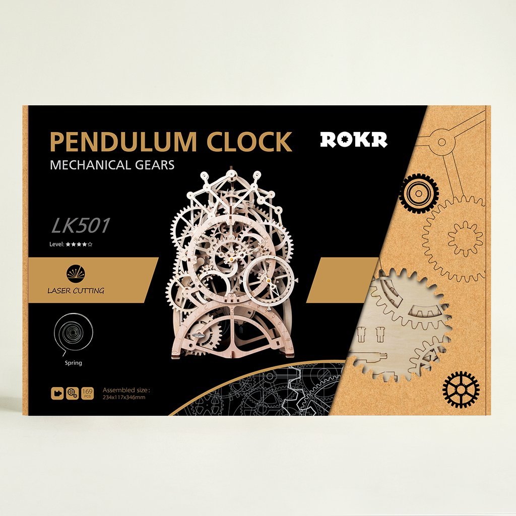 Pendulum Clock 3D Puzzle-Mechanical Wooden Puzzle-Robotime--