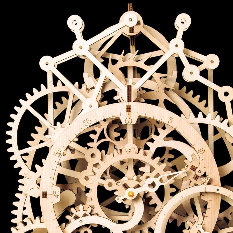 RoboTime - Puzzle 3D mécanique en bois Calendrier avec horloge