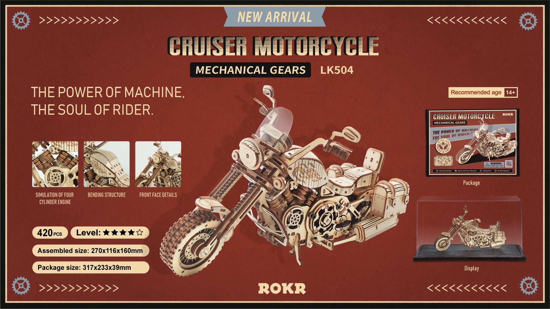 Cruiser Motorrad-3D Puzzle-Robotime--