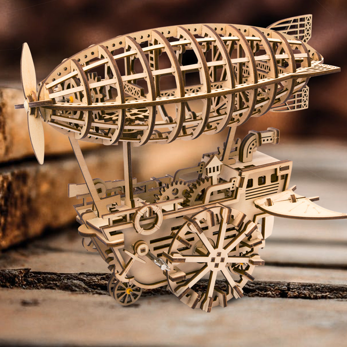 Mechanical Airship Mechanical Wooden Puzzle Robotime--