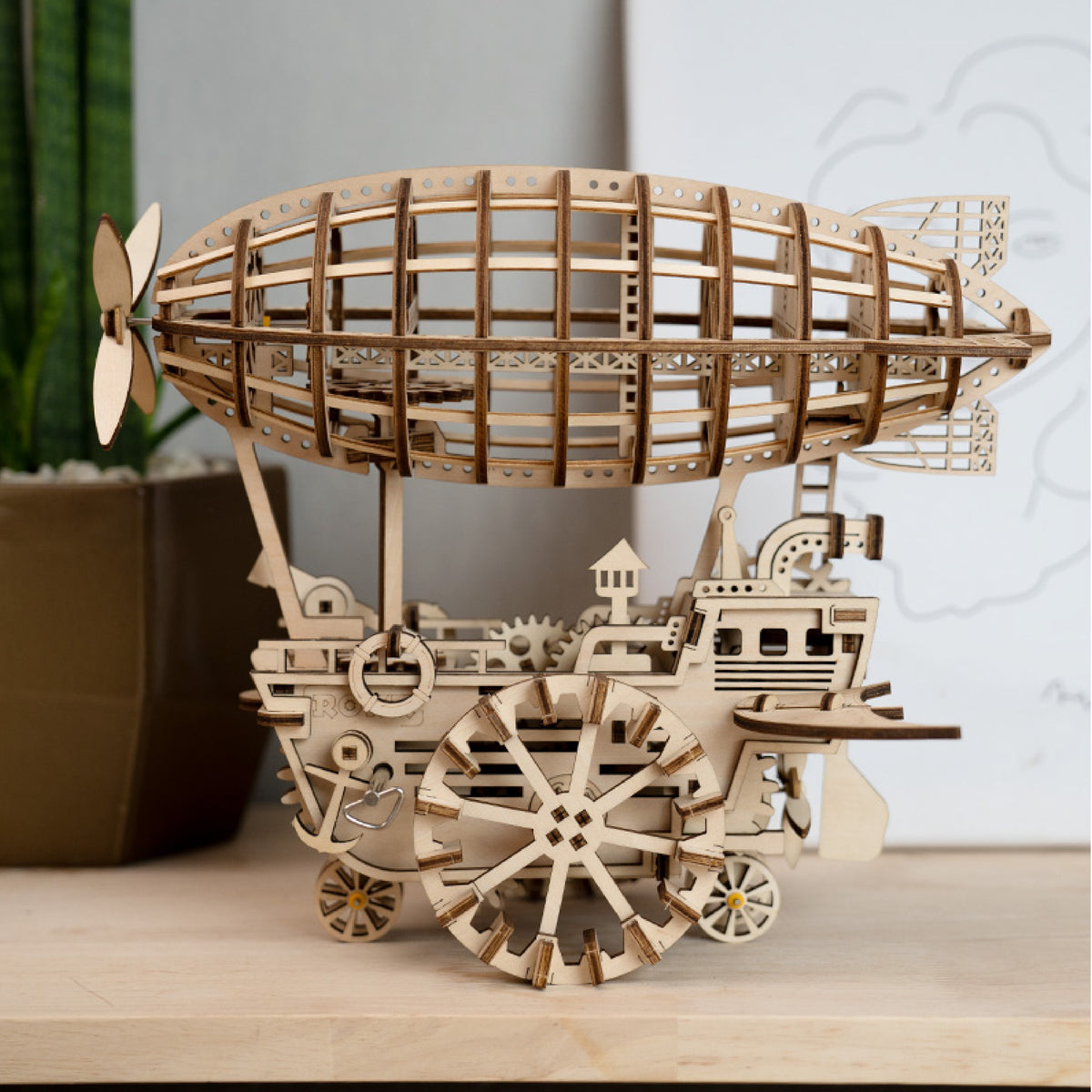 Mechanical Airship Mechanical Wooden Puzzle Robotime--