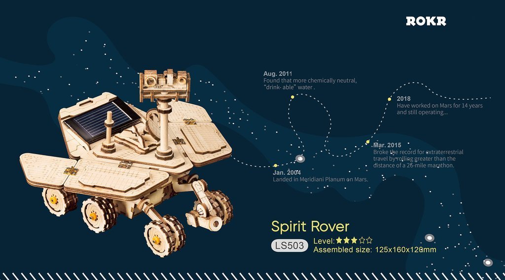 Discovery Rover with Solar Mechanical Wooden Puzzle Robotime--
