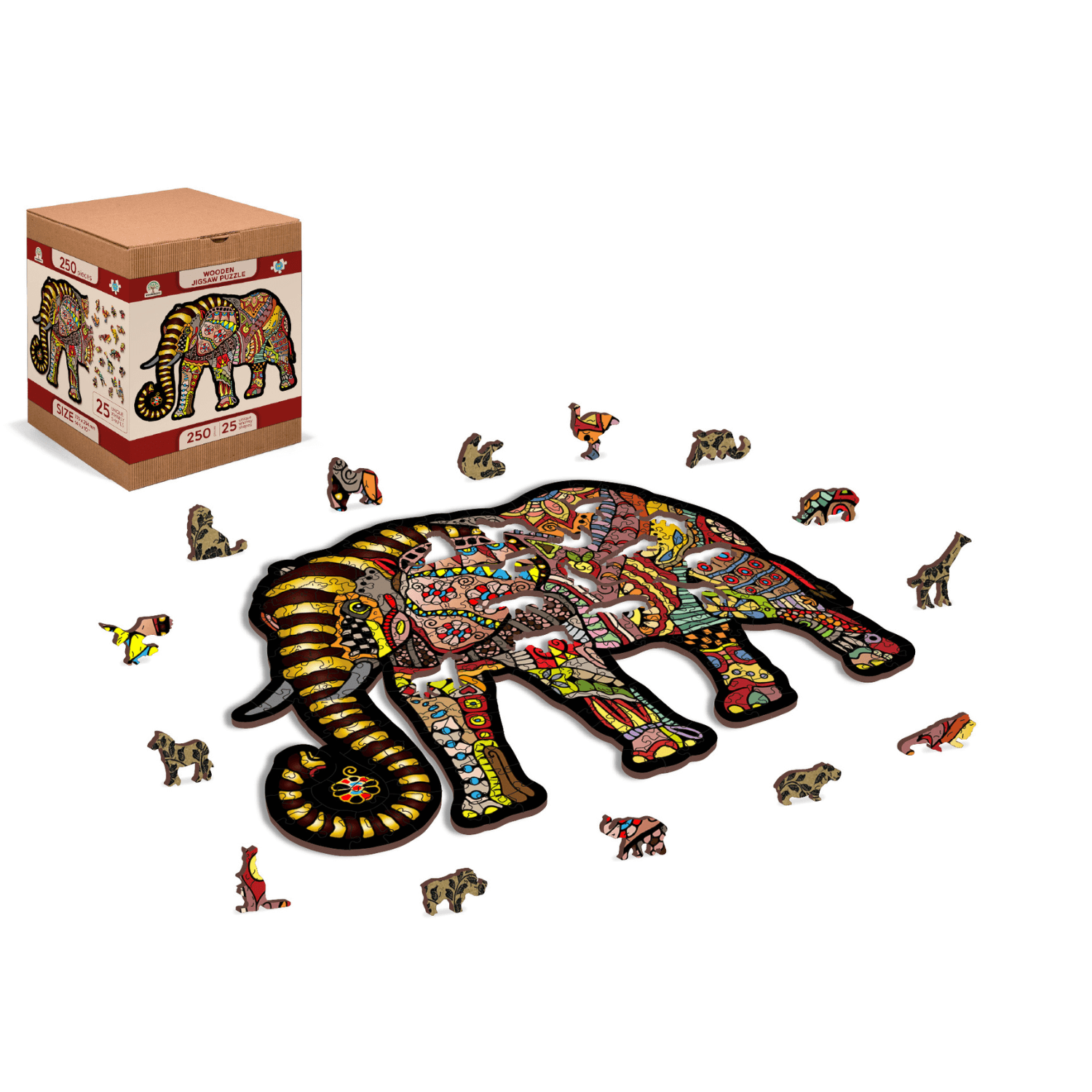 Puzzle d'éléphant magique | Puzzle en bois 250-Puzzle en bois-WoodenCity--