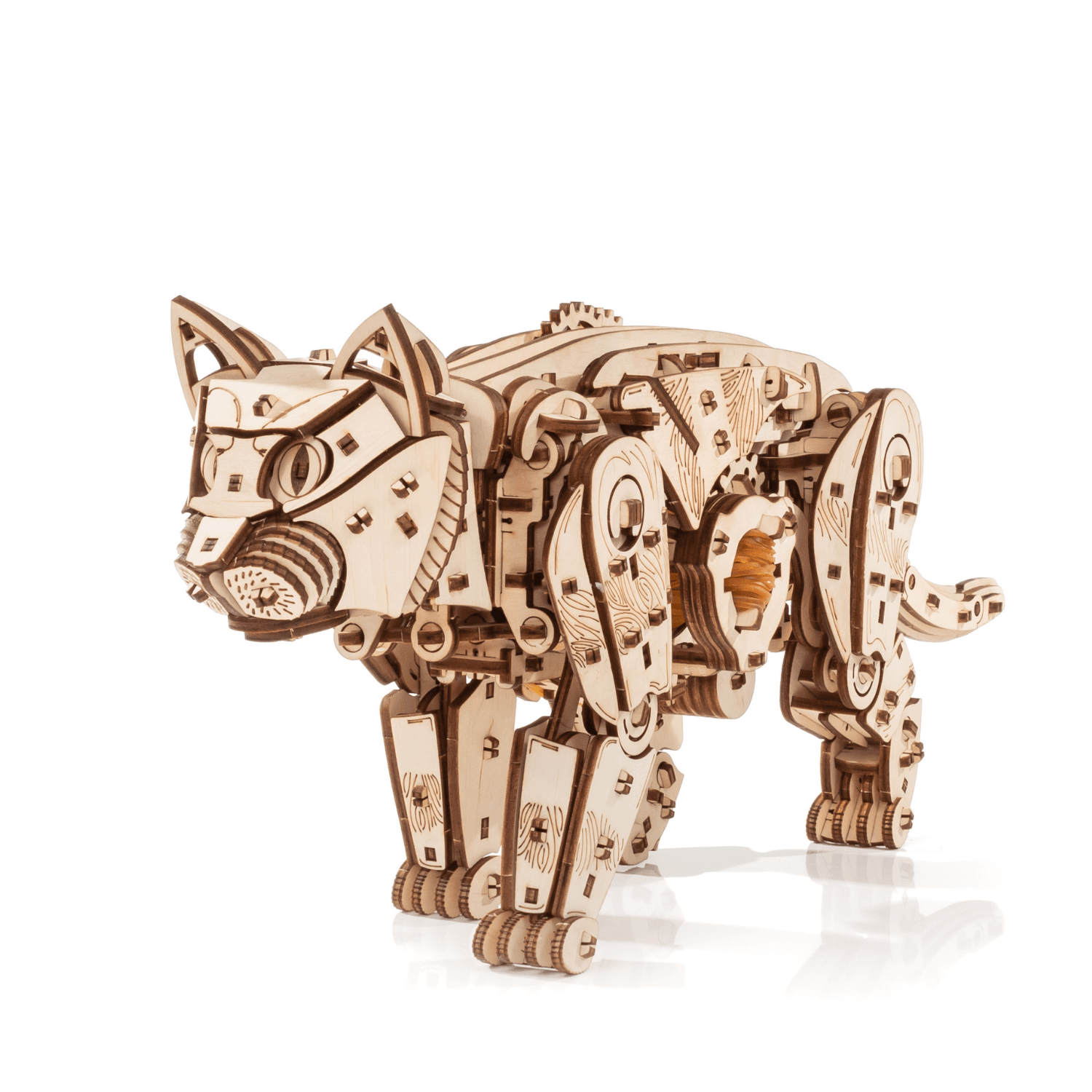 Mechanische katten | Wit of Zwart-Mechanische houten puzzel-Eco-Wood-Art-wild-cat-ewa-4815123002604