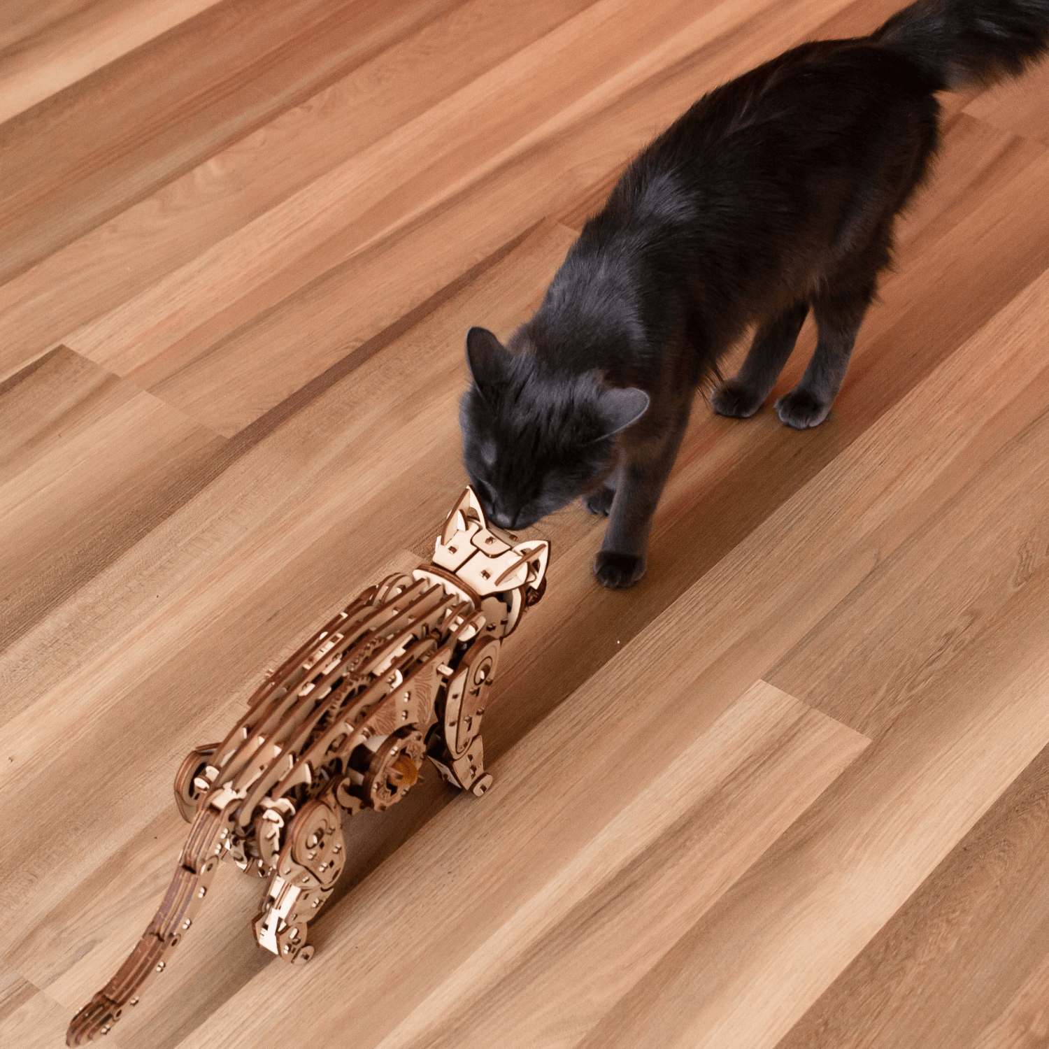 Mechanical Cats | Nature or Black-Mechanical Wooden Puzzle-Eco-Wood-Art--