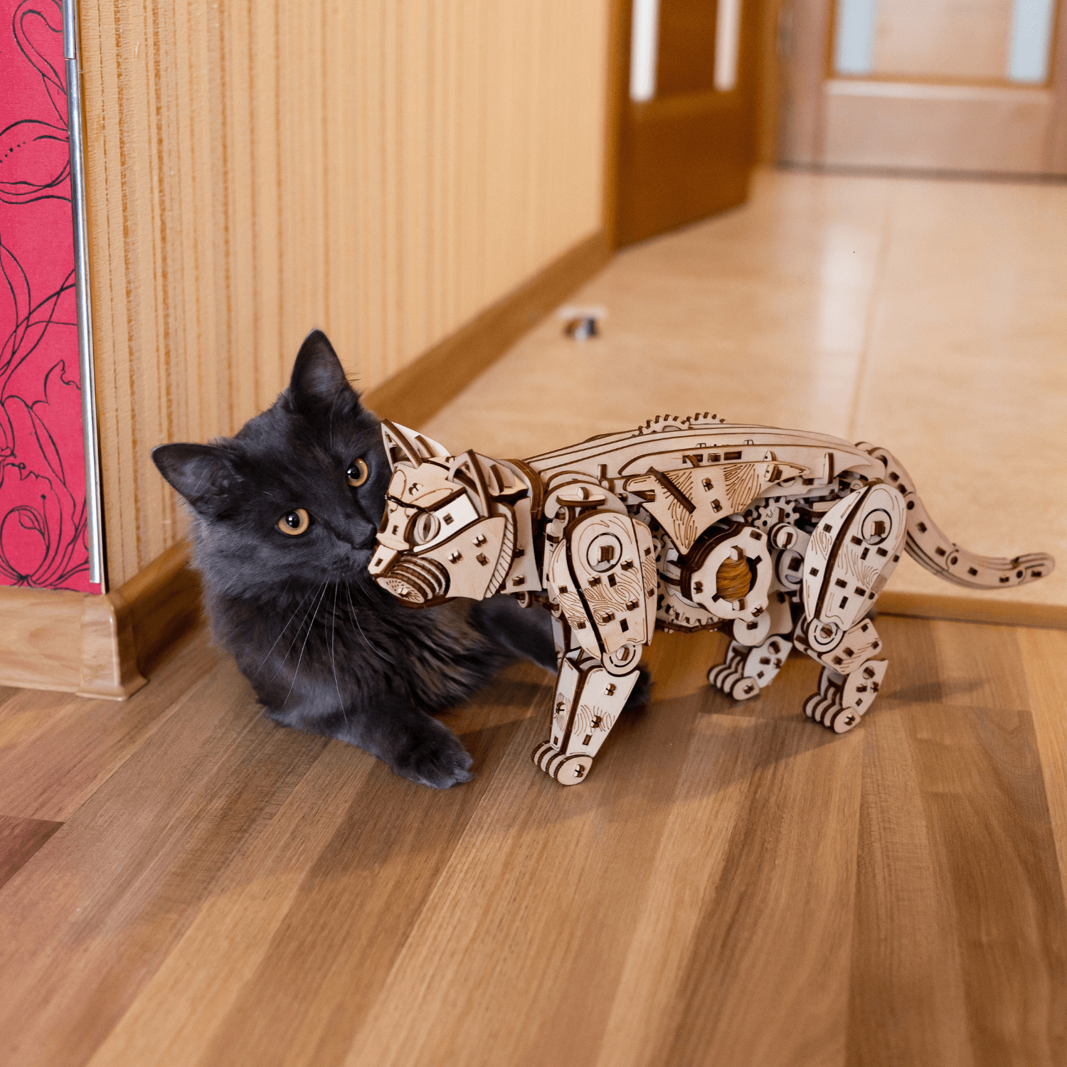 Mechanical Cats | Nature or Black-Mechanical Wooden Puzzle-Eco-Wood-Art--