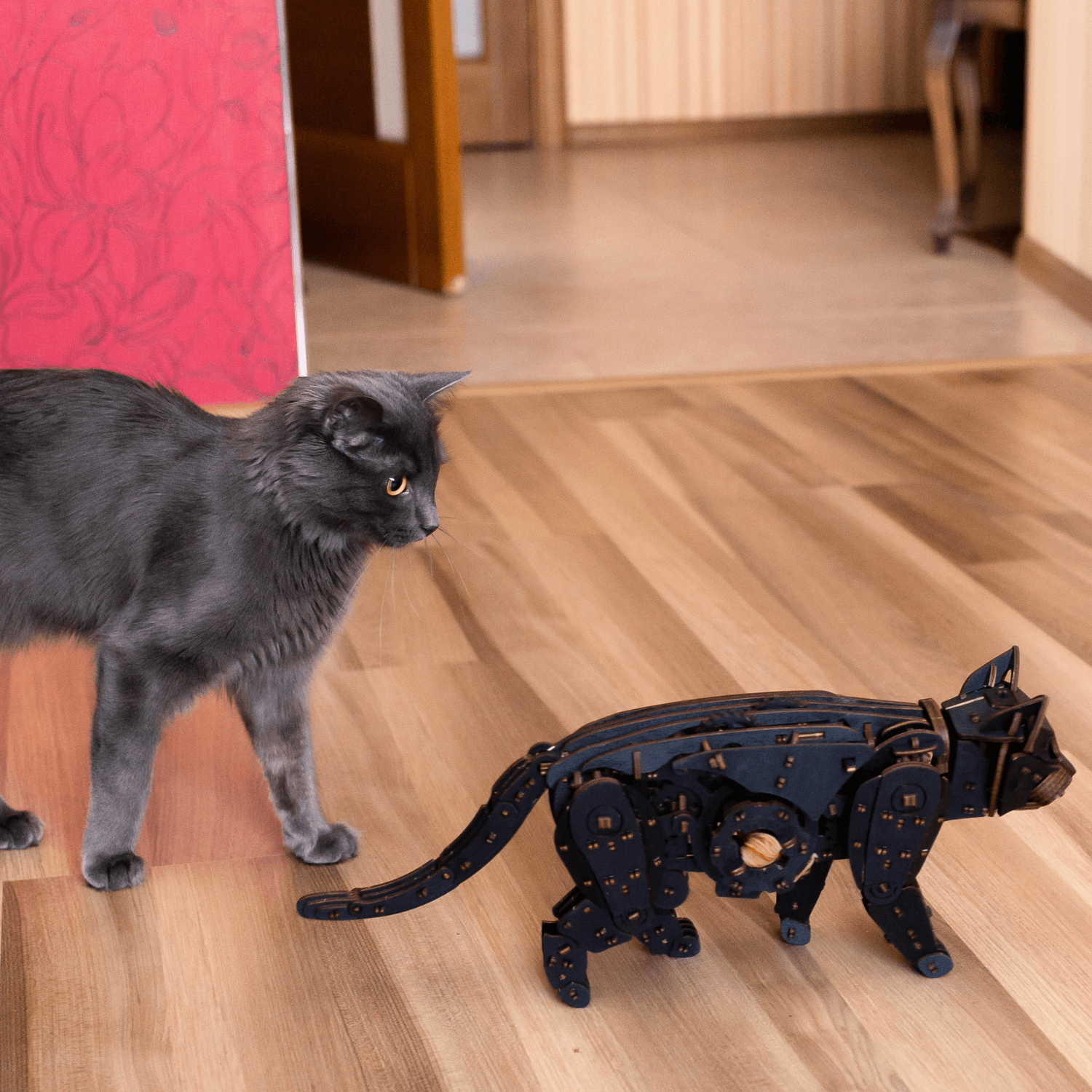 Mechanische Katzen | Weiß oder Schwarz-Mechanisches Holzpuzzle-Eco-Wood-Art--