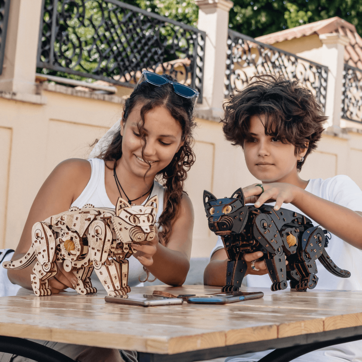 Mechanical Cats | Nature or Black-Mechanical Wooden Puzzle-Eco-Wood-Art--