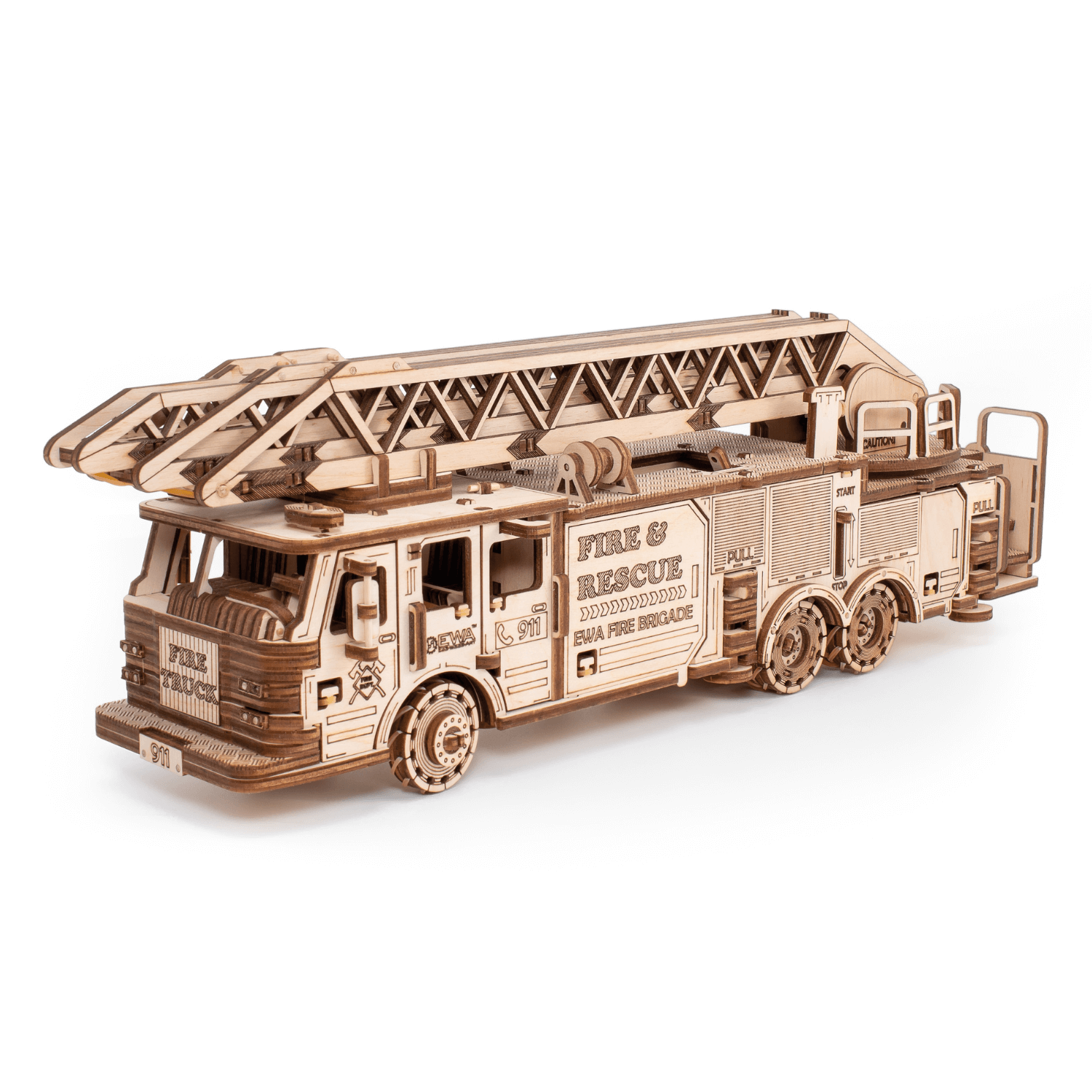 Mechanical Truck | Fire Truck Mechanical Wood Puzzle Eco Wood Art--