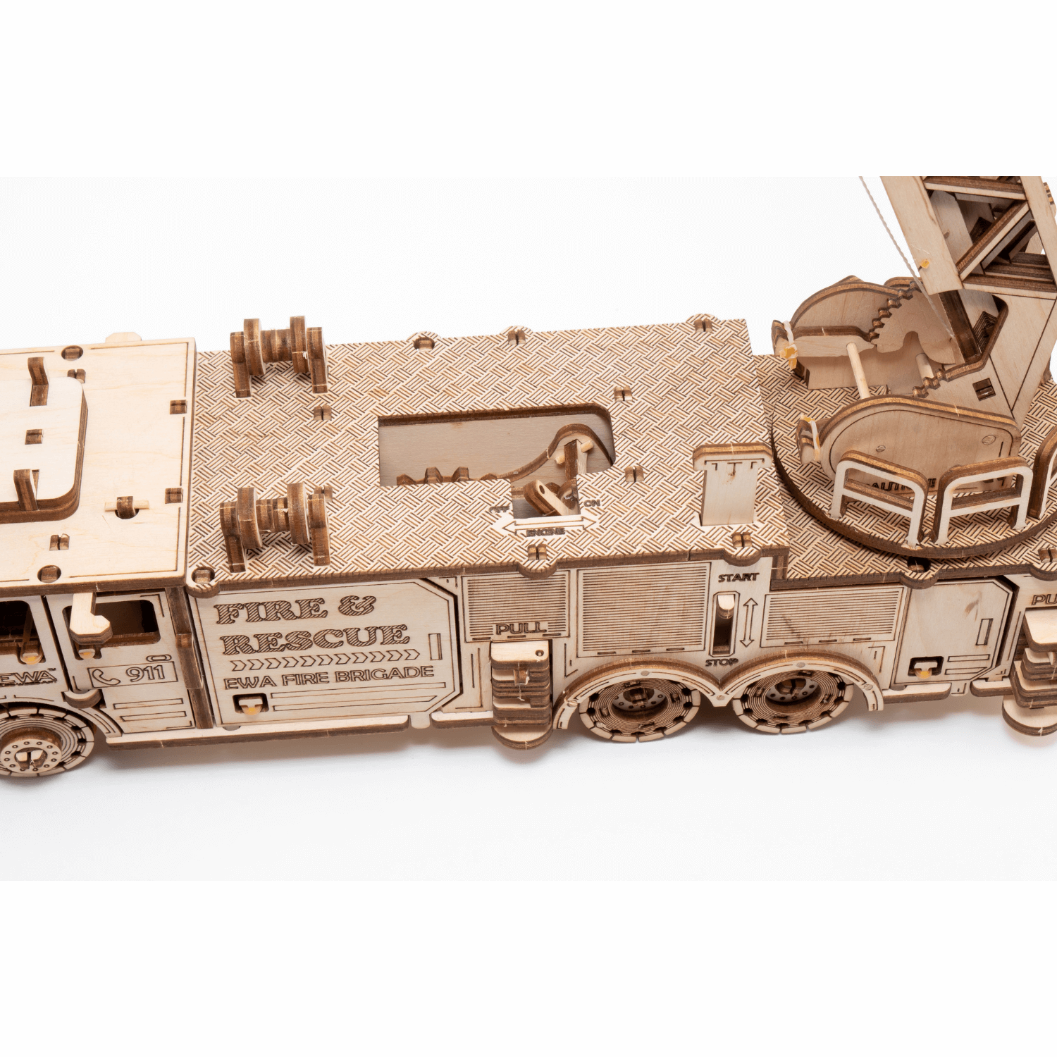 Mechanical Truck | Fire Truck Mechanical Wood Puzzle Eco Wood Art--