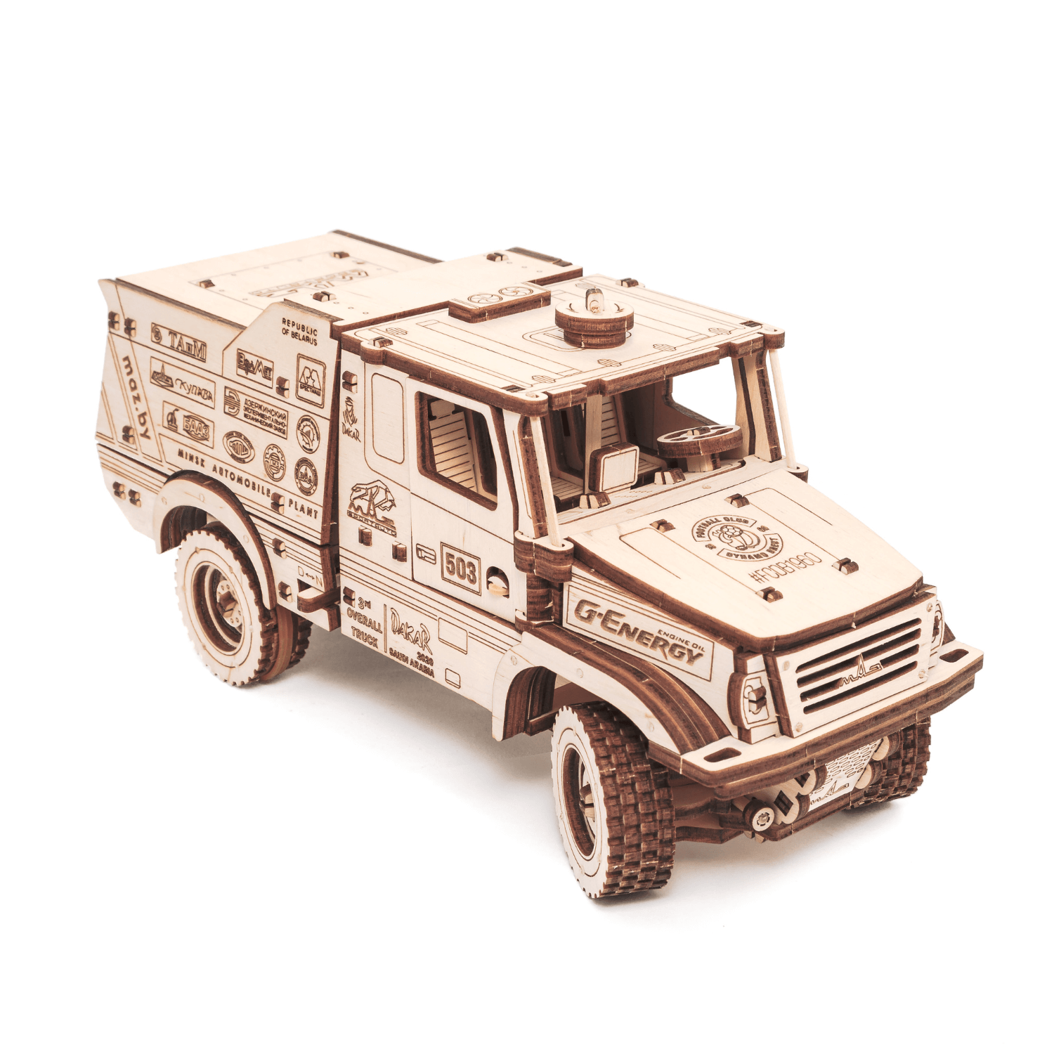 Mechanischer LKW | MAZ 6440RR-Mechanisches Holzpuzzle-Eco-Wood-Art--