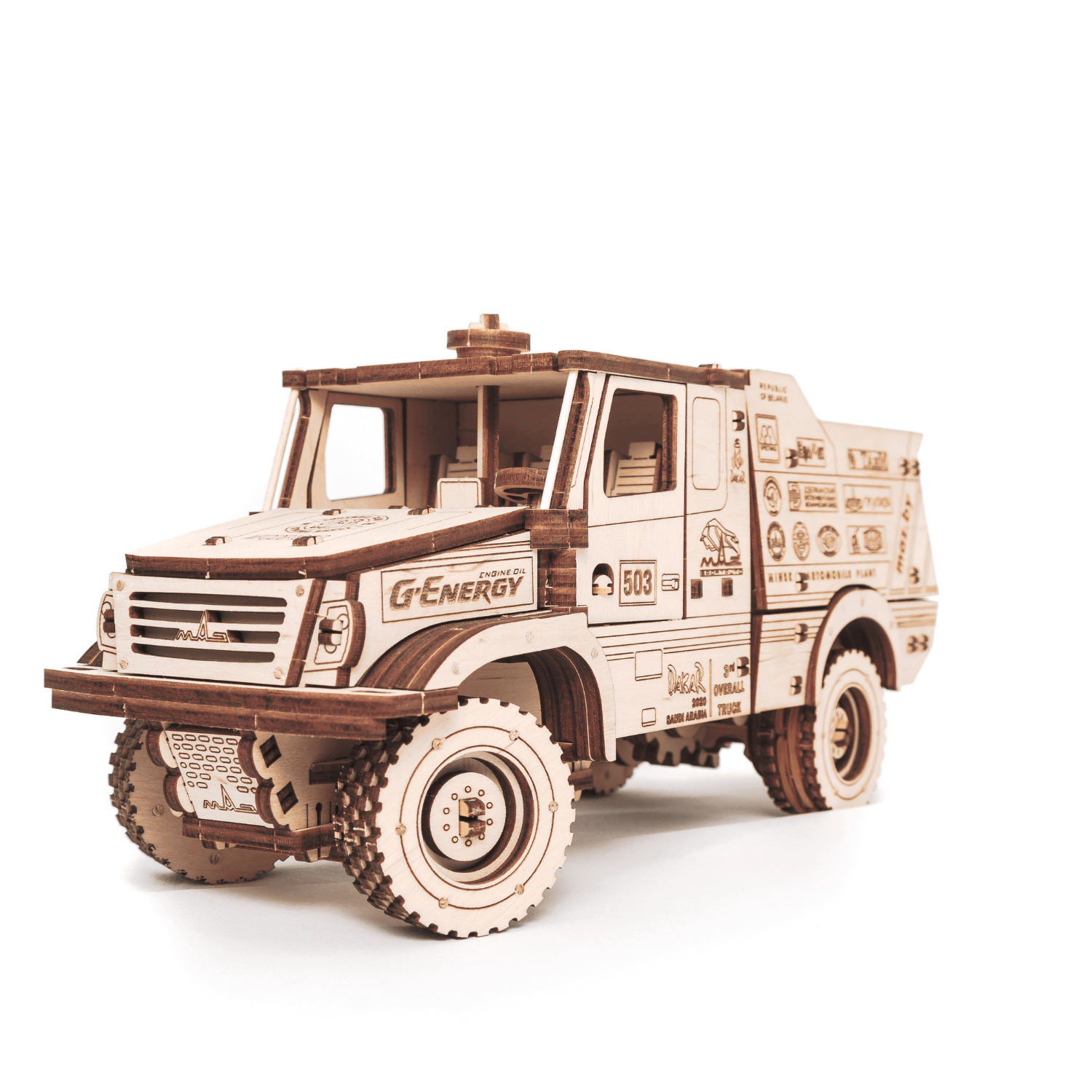 Mechanischer LKW | MAZ 6440RR-Mechanisches Holzpuzzle-Eco-Wood-Art--